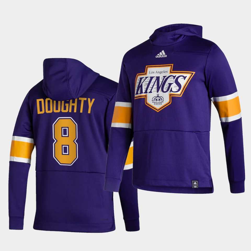 Men Los Angeles Kings 8 DoughtyPurple NHL 2021 Adidas Pullover Hoodie Jersey